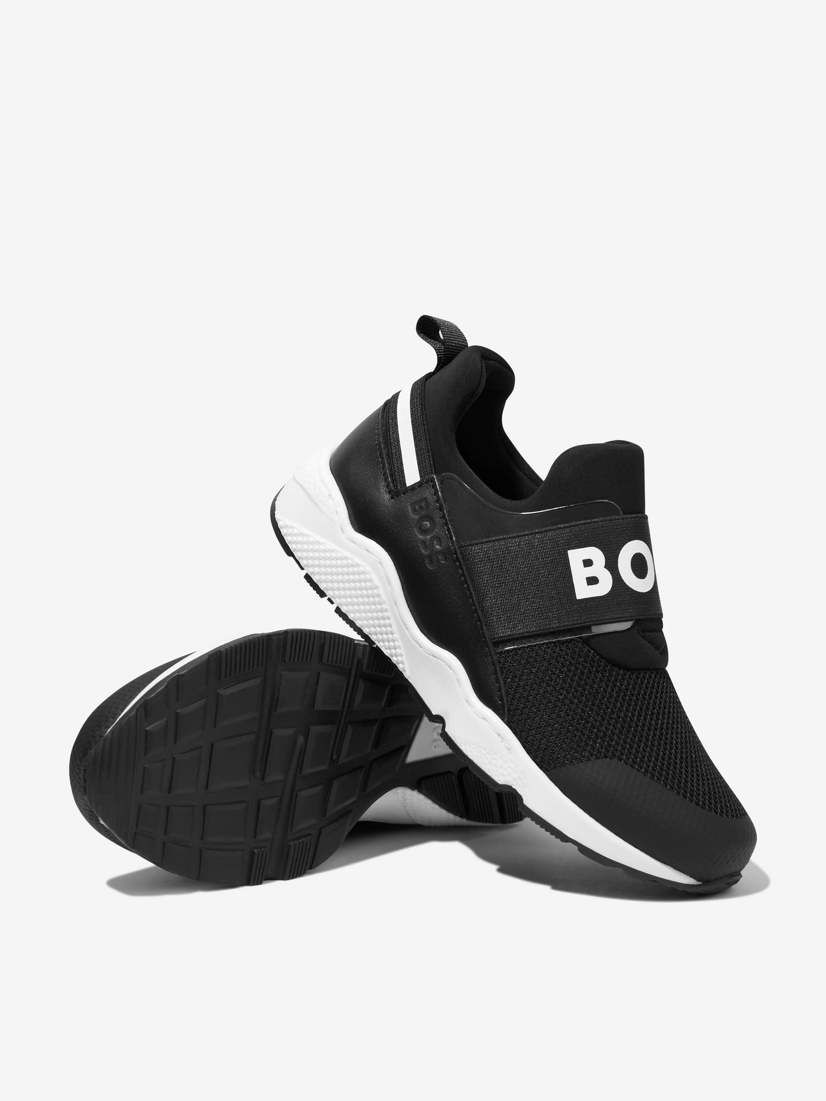 BOSS Boys Logo Slip On Trainers in Black