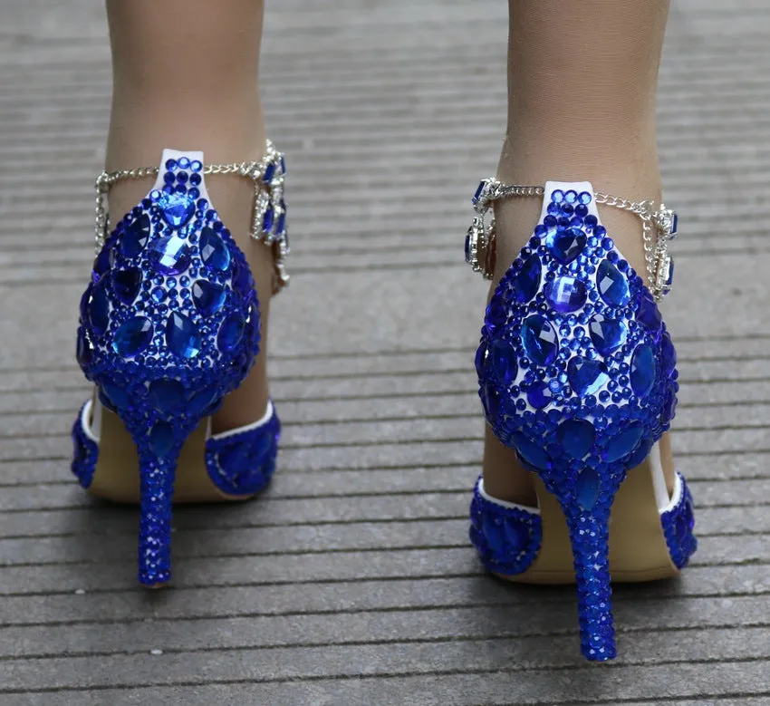 Crystal rhinestone ankle strap Wedding heels