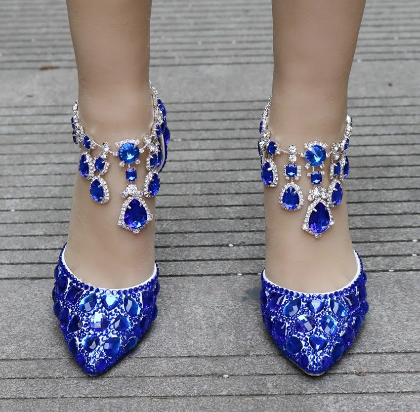 Crystal rhinestone ankle strap Wedding heels