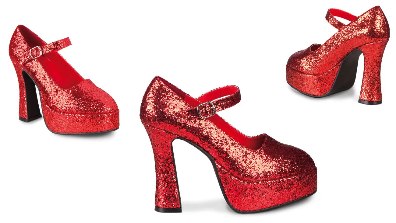 Disco Glitter Plateau Pumps rot