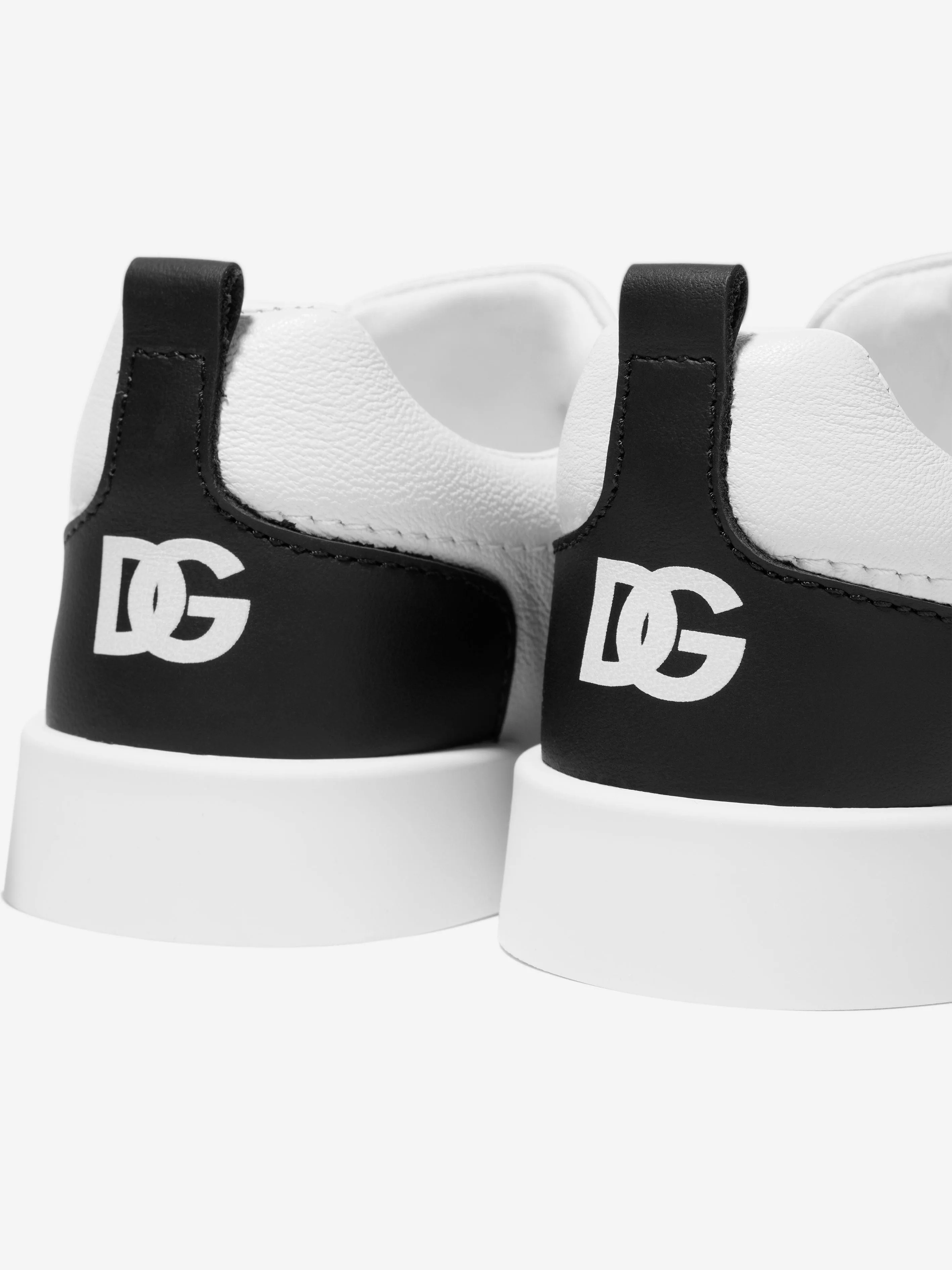 Dolce & Gabbana Baby Boys Leather Slip On Trainers in White