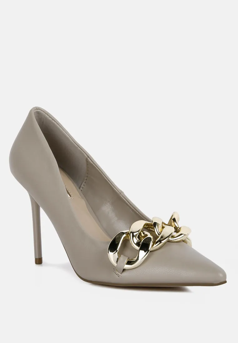 Fontana Link Chain Detail High Heel Pumps