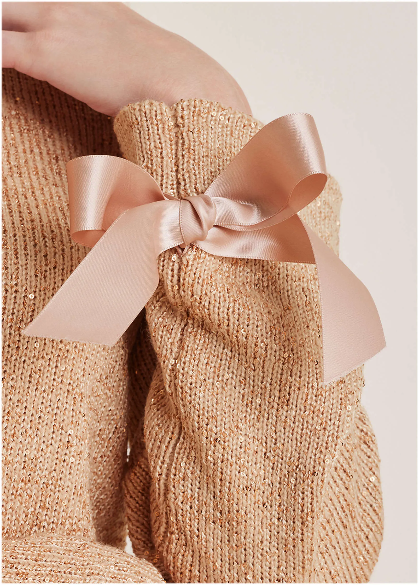 Glitter Knit Sweater - Cream Tan