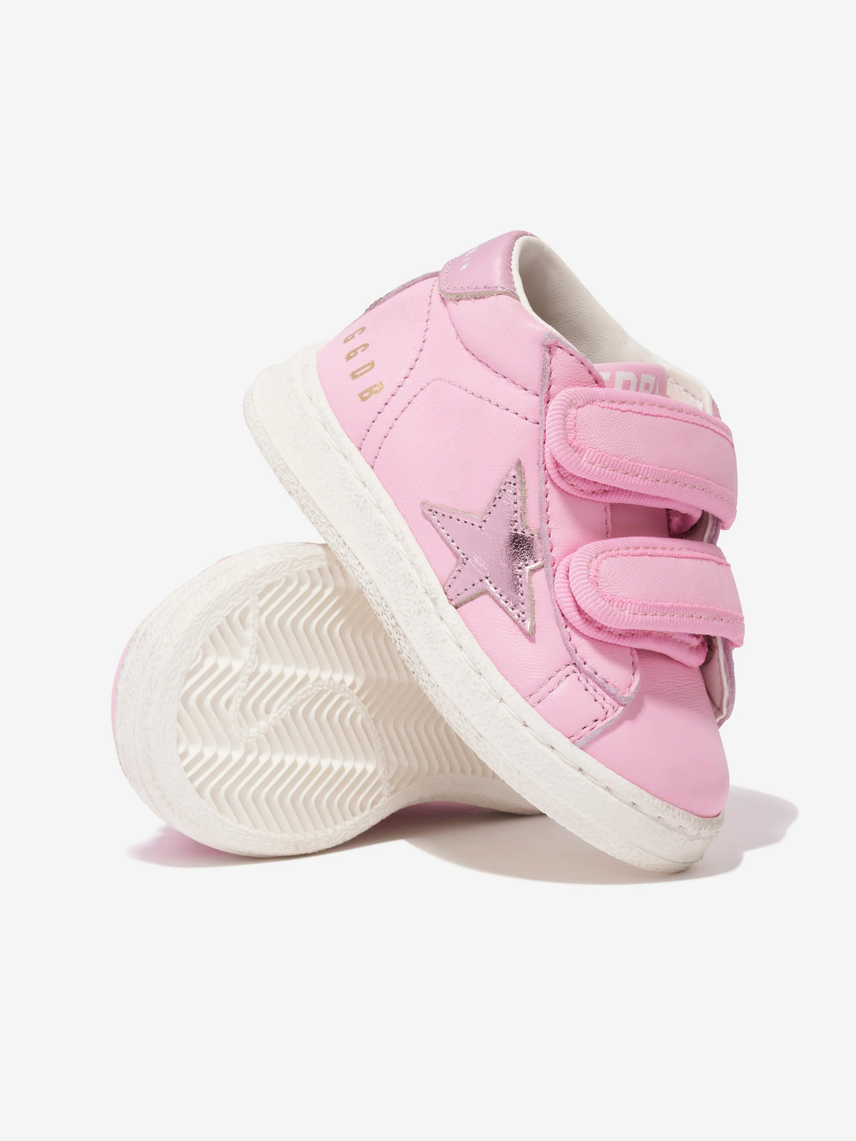 Golden Goose Girls June Leather Star Trainers in Pink