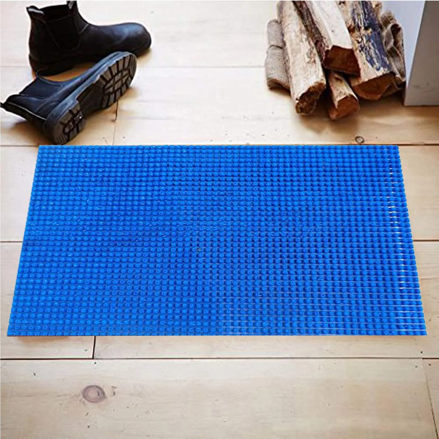 Kuber Industries Turf Design PVC Door Mat - 24"x16" (Blue)