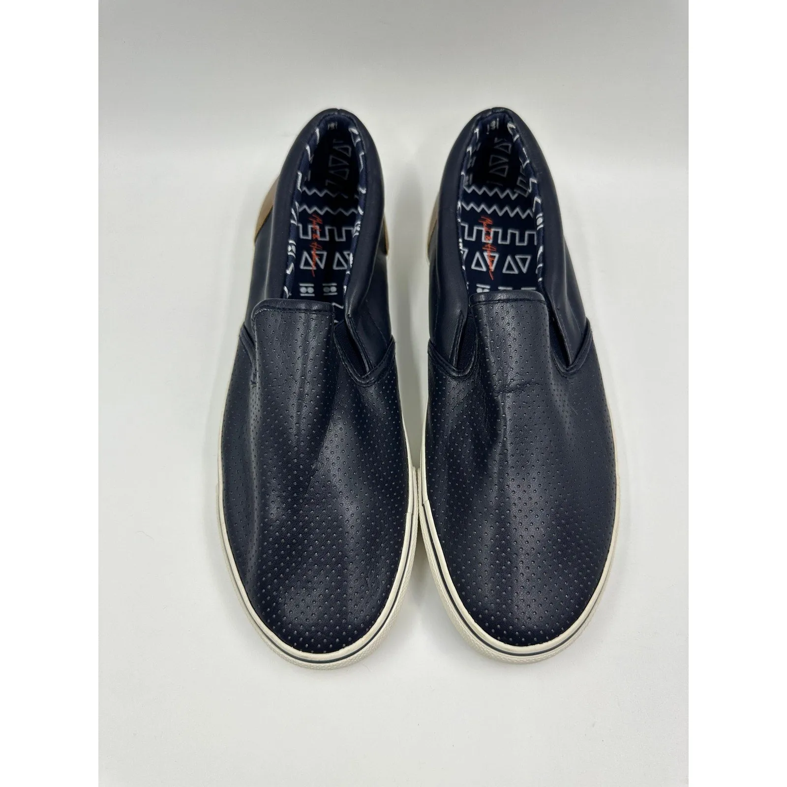 Men's Size 9, Navy Leather Slip-on Boat Shoes, Ked Style Slip-on but in Leather