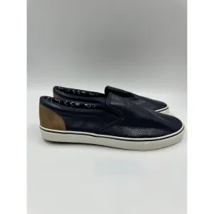 Men's Size 9, Navy Leather Slip-on Boat Shoes, Ked Style Slip-on but in Leather