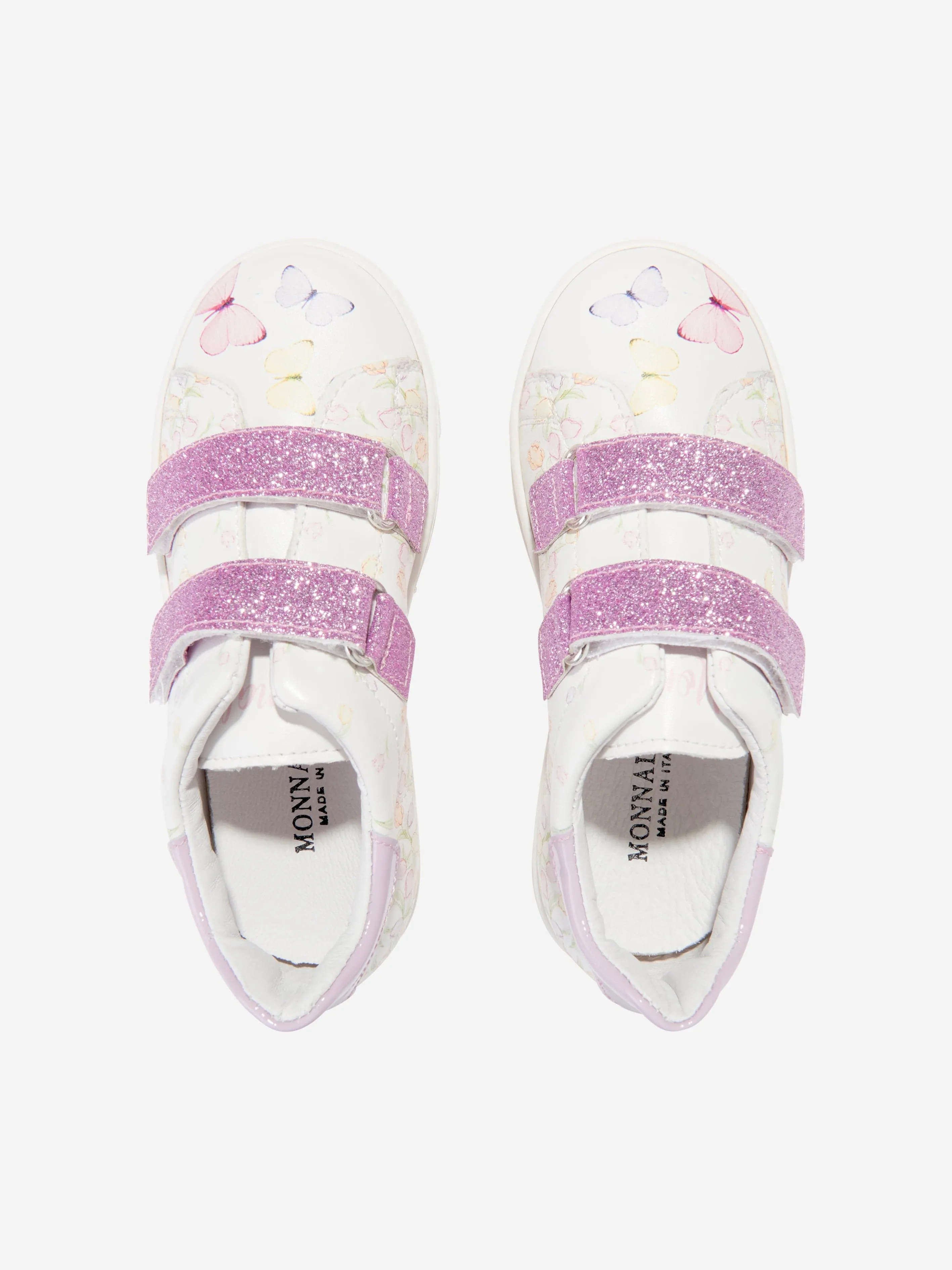 Monnalisa Girls Tulip Velcro Strap Trainers In White