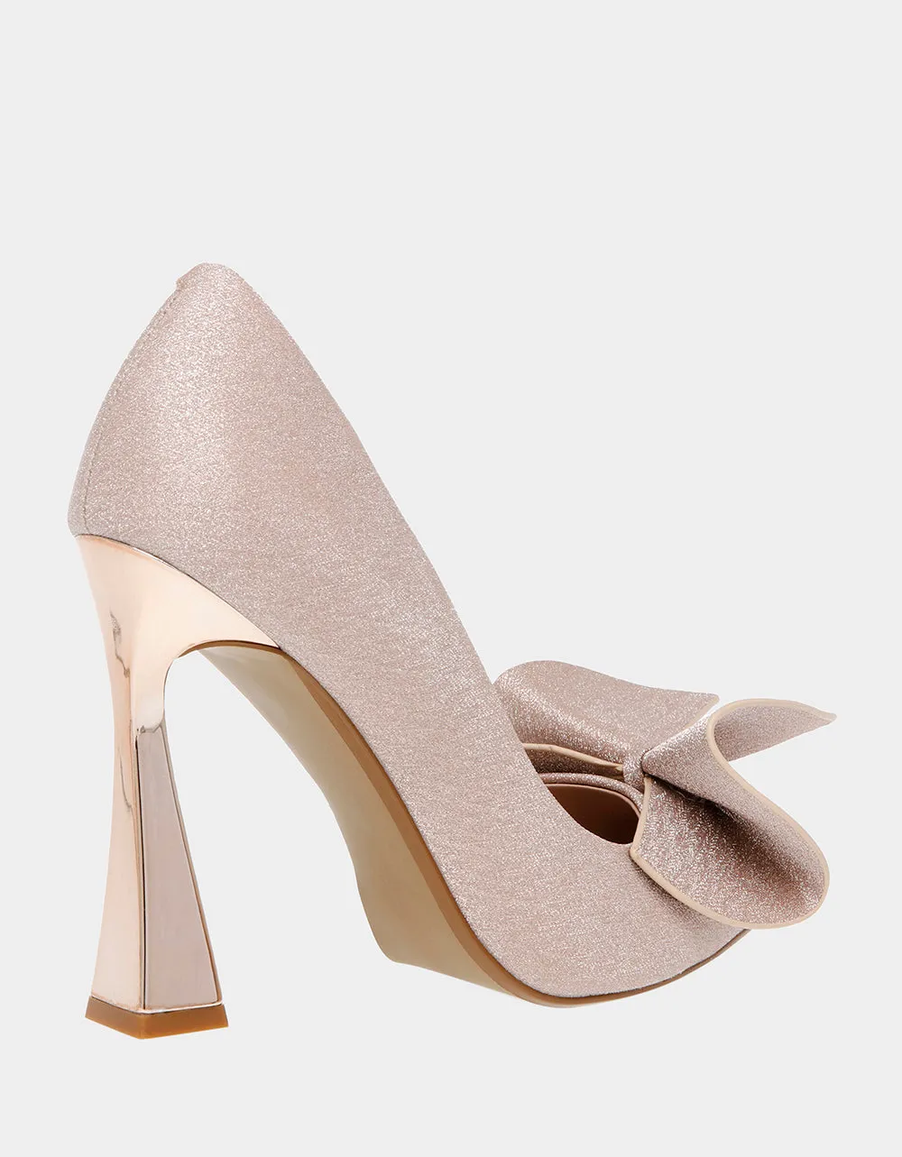 Nobble Bow Sparkle Pump in Champagne