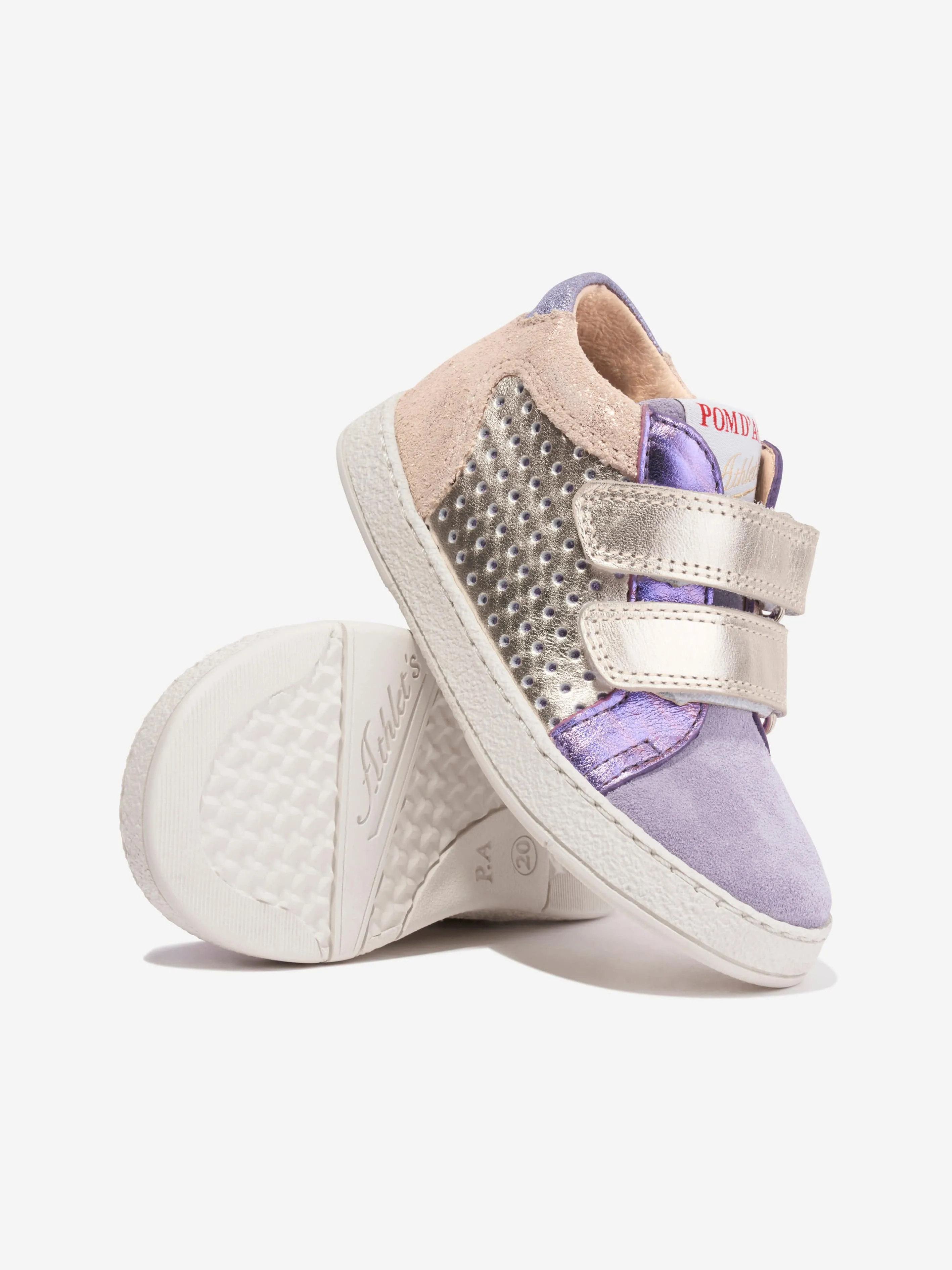 Pom D'Api Girls Leather Mousse Easy Trainers in Multicolour