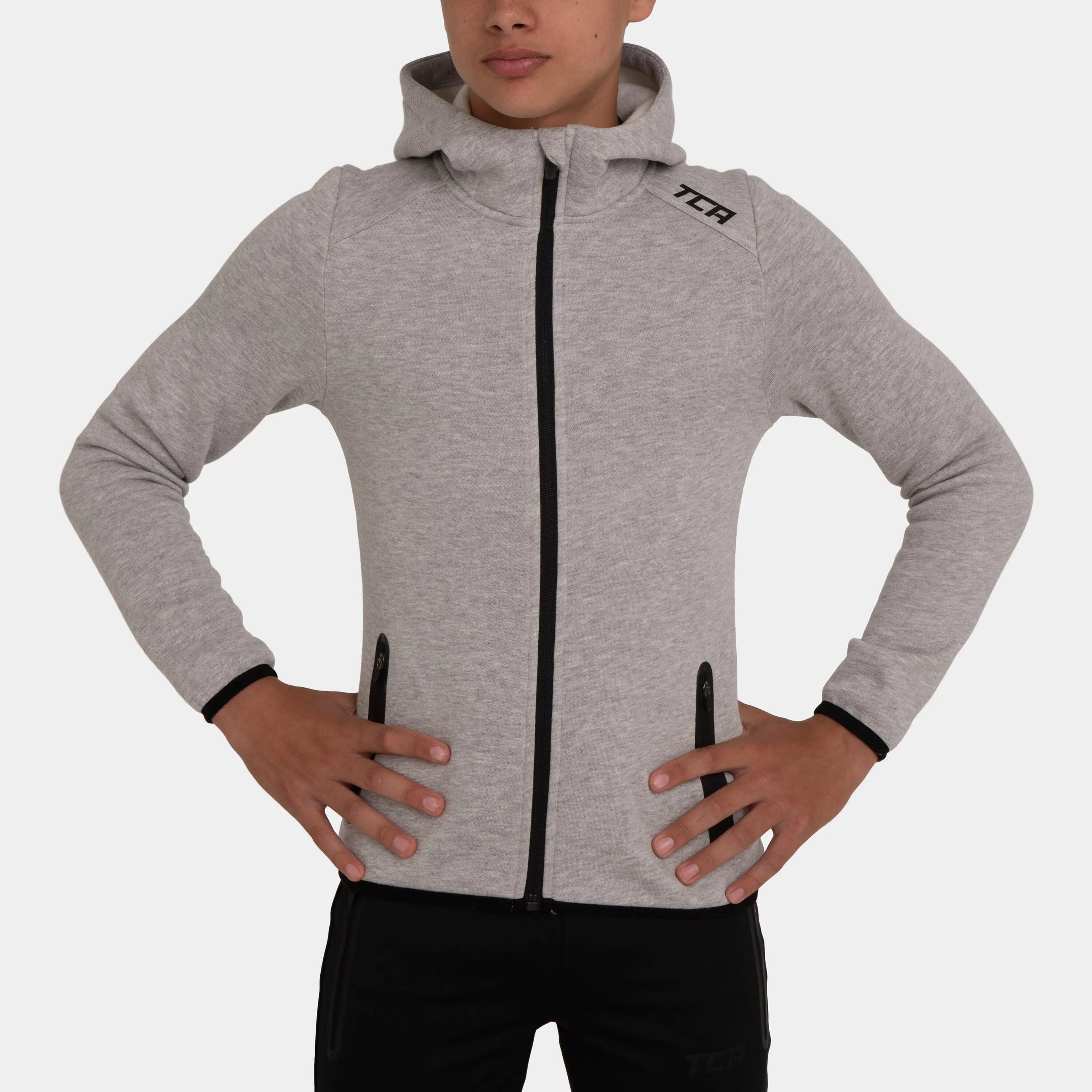 Revolution Tech Gym Running Hoodie For Kids Boys Girls With Zip Pockets