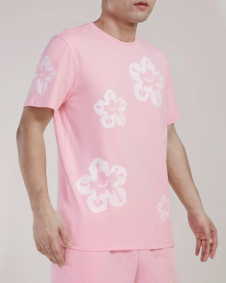 Roku Studio White Flower Print T-Shirt Pink