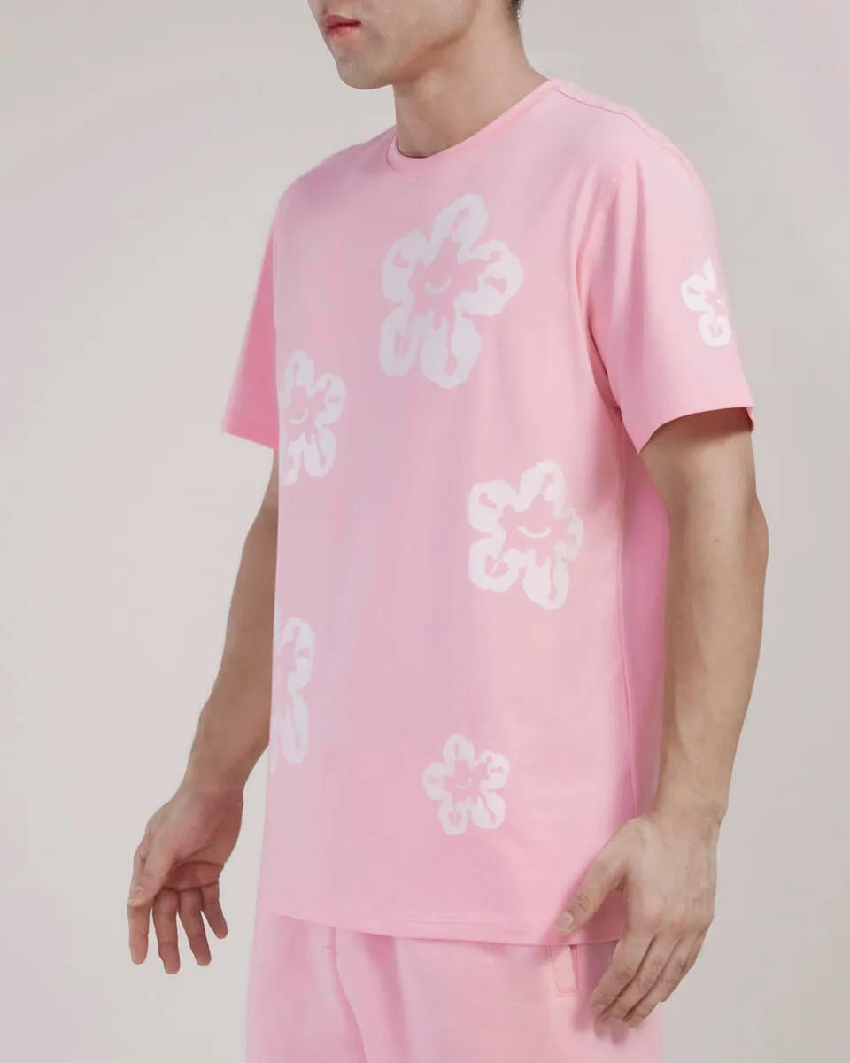 Roku Studio White Flower Print T-Shirt Pink