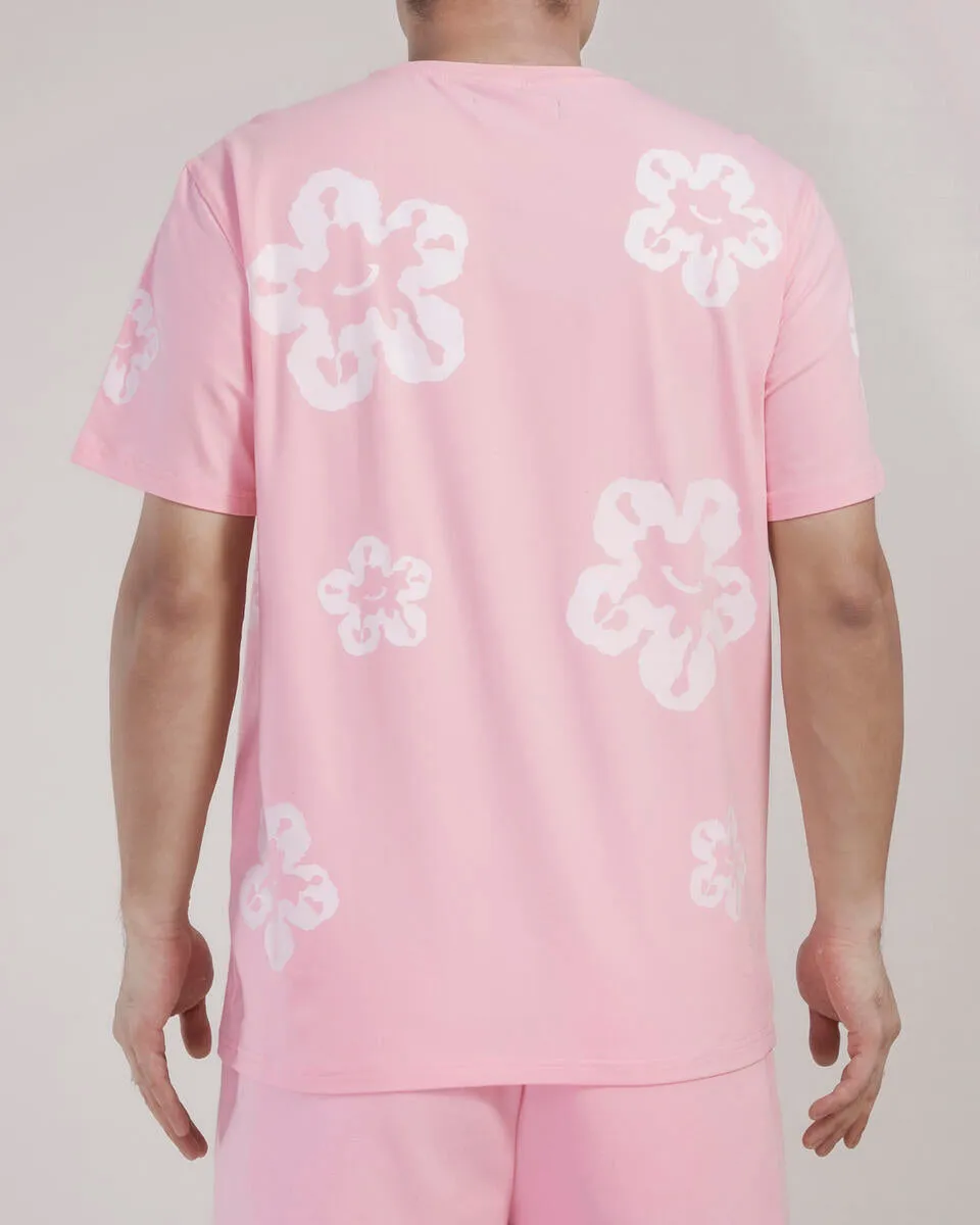 Roku Studio White Flower Print T-Shirt Pink