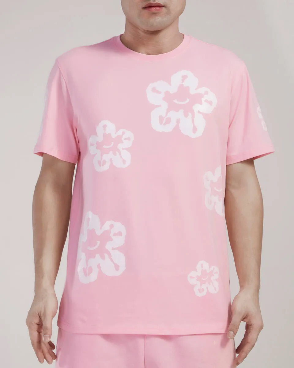 Roku Studio White Flower Print T-Shirt Pink