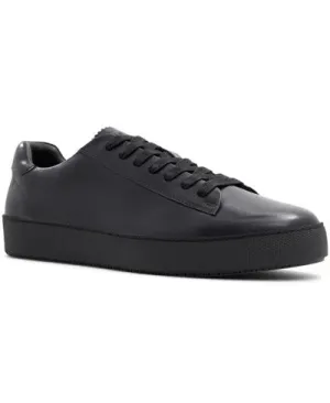 Smooth Leather Low Top Trainers - Black