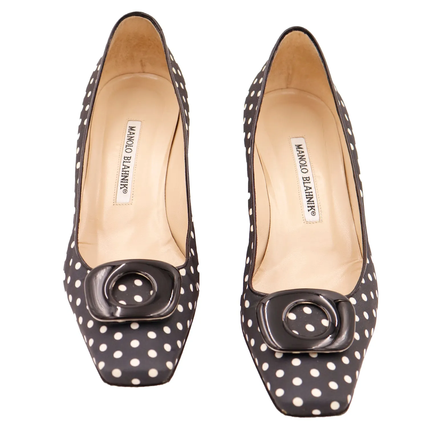 Vintage Manolo Blahnik B&W Polka Dot Low Heel Shoes