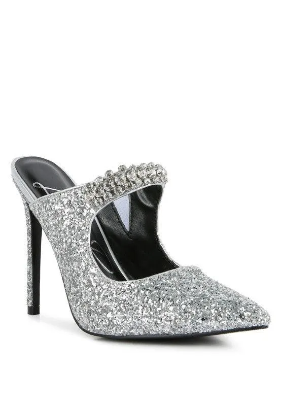 Zayden Cocktail Glitter Sparkle Pump Sandals